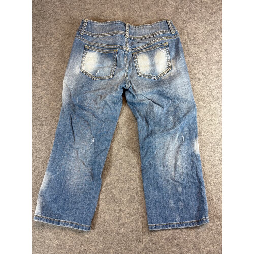 Vintage 90s London Jean Denim Cropped Capri Jeans Womens 6 Blue Distressed Faded - Picture 3 of 7